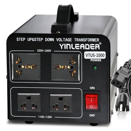 Yinleader 1000W Voltaj Dönüştürücü Trafo (110V - 220V VEYA 220V - 110V) 1000 Watt Adım Yukarı/Aşağı Dönüştürücü 110/120 Volt - 220/240 Volt ABD Güç Kablosu, Devre Kesici Koruma ile (VTUS-1000) - 4