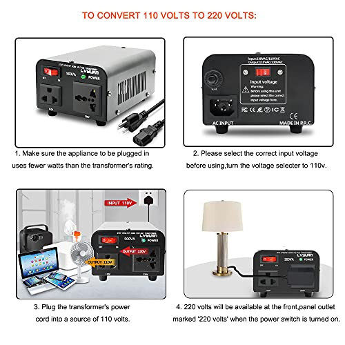 Yinleader 500 Vt Voltaj Transformatori Quvvat Konverteri (220V dan 110V ga, 110V dan 220V ga) Yuqori/Pastga Konverter 110/120 Volt - 220/240 Volt - 13