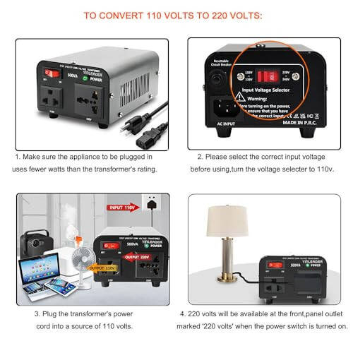 Yinleader 500 Vt Voltaj Transformatori Quvvat Konverteri (220V dan 110V ga, 110V dan 220V ga) Yuqori/Pastga Konverter 110/120 Volt - 220/240 Volt - 9