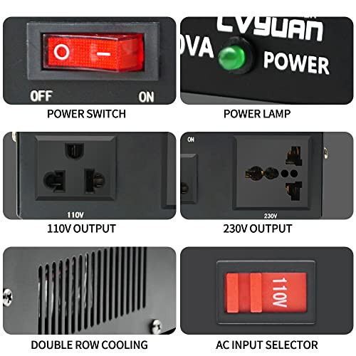 Yinleader 500W Voltage Transformer Power Converter (220V to 110V, 110V to 220V) Step Up/Down Converter 110/120 Volt - 220/240 Volt - 16