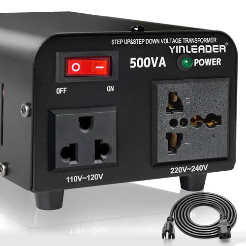 Yinleader 500W Voltaj Trafosu Güç Dönüştürücü (220V - 110V, 110V - 220V) Adım Yukarı/Aşağı Dönüştürücü 110/120 Volt - 220/240 Volt - 7