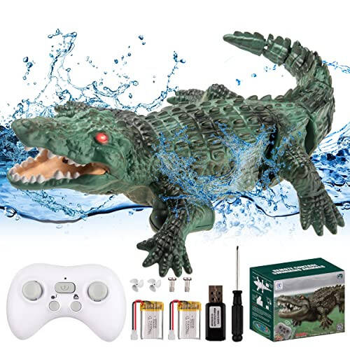 YISOOPEI Remote Control Swimming Crocodile | 2.4Gz Realistic RC Crocodile for Pool, Bathtub or Lake | 13.7 inches Length Swimming Toy for Children 6 Years Old or Over - 1