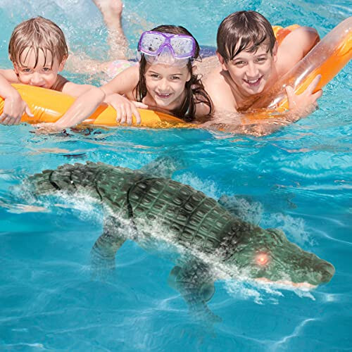 YISOOPEI Remote Control Swimming Crocodile | 2.4Gz Realistic RC Crocodile for Pool, Bathtub or Lake | 13.7 inches Length Swimming Toy for Children 6 Years Old or Over - 2