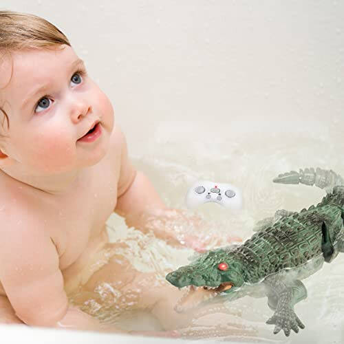 YISOOPEI Remote Control Swimming Crocodile | 2.4Gz Realistic RC Crocodile for Pool, Bathtub or Lake | 13.7 inches Length Swimming Toy for Children 6 Years Old or Over - 5