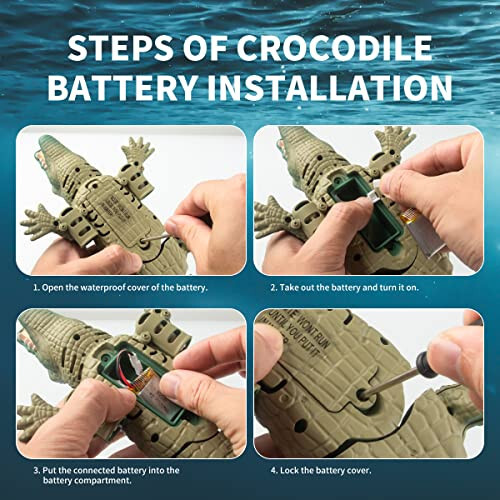 YISOOPEI Remote Control Swimming Crocodile | 2.4Gz Realistic RC Crocodile for Pool, Bathtub or Lake | 13.7 inches Length Swimming Toy for Children 6 Years Old or Over - 6