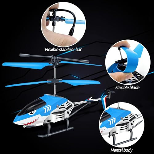 Ynanimery Çocuklar ve Yetişkinler İçin Uzaktan Kumandalı Helikopter, 2.4GHz 3.5 Kanallı Jirolu ve LED Işıklı RC Helikopter Oyuncak, Çocuklar Erkek Kızlar İçin Mükemmel RC Uçan Oyuncak Noel Doğum Günü Hediyeleri - 3