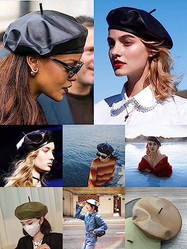 YOFARCHOY Women Beret Hat PU Leather Beret French Artist Beret for Men Black Beret Green Beret Brown Beret - 3