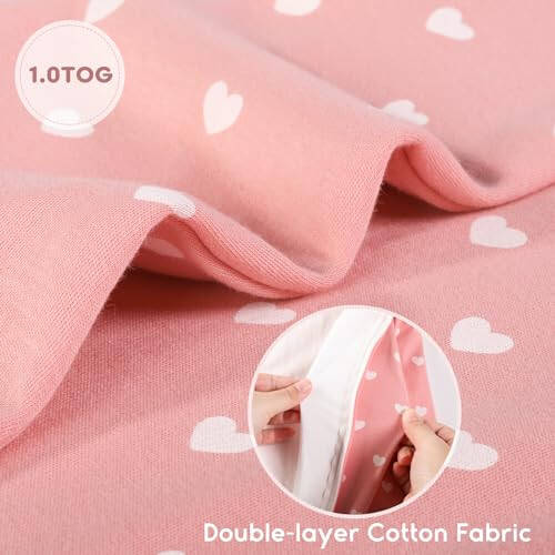 Yoofoss Baby Sleep Sack 6-12 Month TOG 1.0 Baby Wearable Blanket, 2 Pack 100% Cotton Infant Toddler Sleeping Sack 2-Way Zipper Lightweight Sleepsack - 45