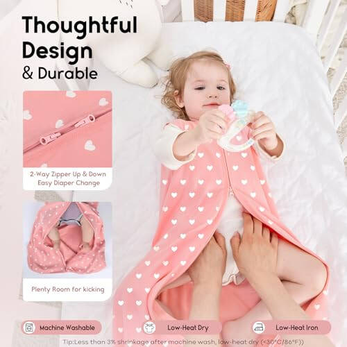 Yoofoss Baby Sleep Sack 6-12 Month TOG 1.0 Baby Wearable Blanket, 2 Pack 100% Cotton Infant Toddler Sleeping Sack 2-Way Zipper Lightweight Sleepsack - 46