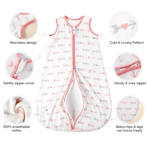 Yoofoss Baby Sleep Sack 6-12 Month TOG 1.0 Baby Wearable Blanket, 2 Pack 100% Cotton Infant Toddler Sleeping Sack 2-Way Zipper Lightweight Sleepsack - 48