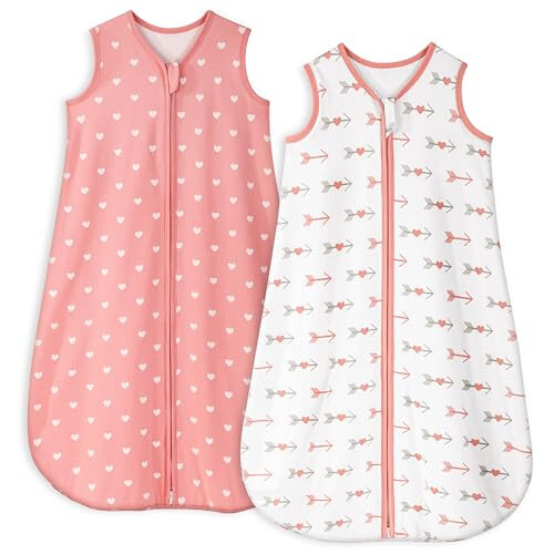 Yoofoss Baby Sleep Sack 6-12 Month TOG 1.0 Baby Wearable Blanket, 2 Pack 100% Cotton Infant Toddler Sleeping Sack 2-Way Zipper Lightweight Sleepsack - 36