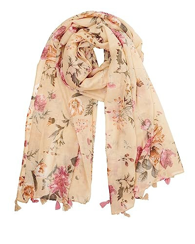 YOUR SMILE Large Boho Scarf for Women Lightweight Floral Printed Scarves Fall Winter Fashion Fringed Shawl wraps - 1