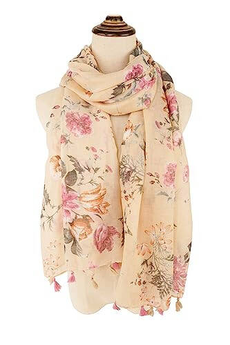 YOUR SMILE Large Boho Scarf for Women Lightweight Floral Printed Scarves Fall Winter Fashion Fringed Shawl wraps - 2