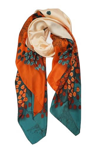 YOUR SMILE Large Mulberry Silk Feeling Long Stain Scarf Lightweight Sunscreen Shawls Wraps for Women - 1