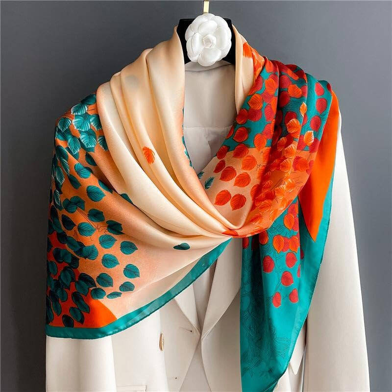 YOUR SMILE Large Mulberry Silk Feeling Long Stain Scarf Lightweight Sunscreen Shawls Wraps for Women - 7