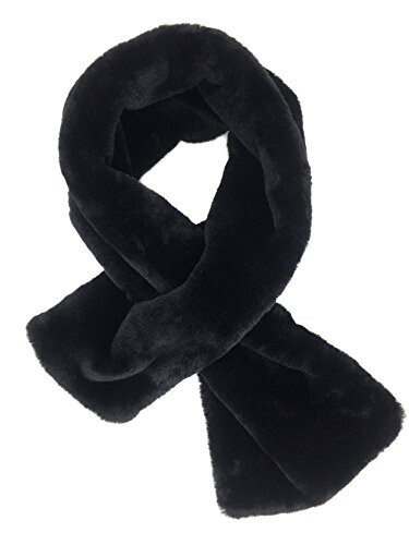 YOUR SMILE - Premium Solid Color Long Rectangle Faux Fur Warm Soft Furry Wrap Around Loophole Scarf - 23