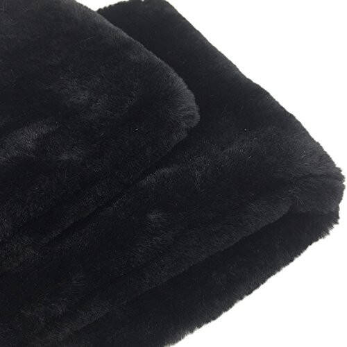 YOUR SMILE - Premium Solid Color Long Rectangle Faux Fur Warm Soft Furry Wrap Around Loophole Scarf - 24