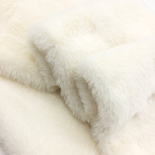 YOUR SMILE - Premium Solid Color Long Rectangle Faux Fur Warm Soft Furry Wrap Around Loophole Scarf - 16