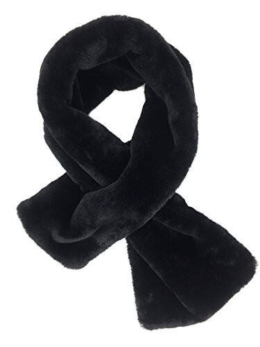 YOUR SMILE - Premium Solid Color Long Rectangle Faux Fur Warm Soft Furry Wrap Around Loophole Scarf - 5