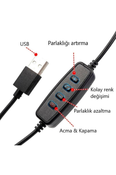 Youtuber Led 10 Dyuymli Halqa Chiroqi 5500k Youtuber Led Yoritiladigan 2.1 metrli Tripod Selfie Makiyaj Chiroqi - 5