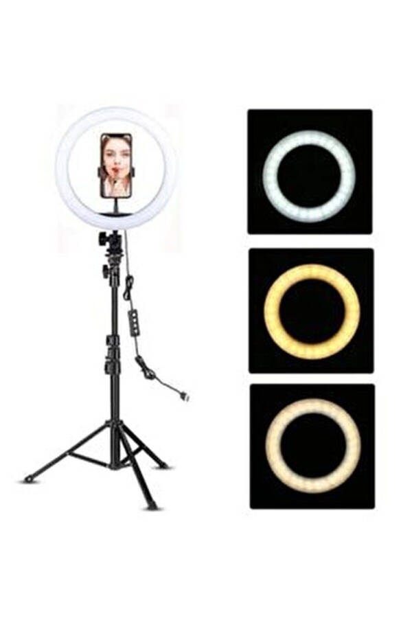 Youtuber Led 10 İnç Ring Işık 5500k Youtuber Led Işıklı 2.1 Metre Tripod Selfie Makyaj Işığı - 2