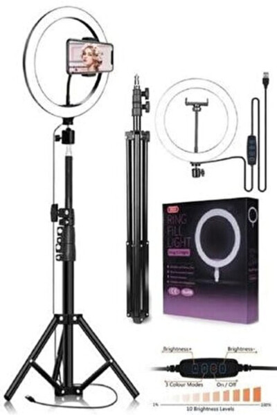 Youtuber Led 10 Inch Ring Light 5500k Youtuber Led Lighted 2.1 Meter Tripod Selfie Makeup Light - 6