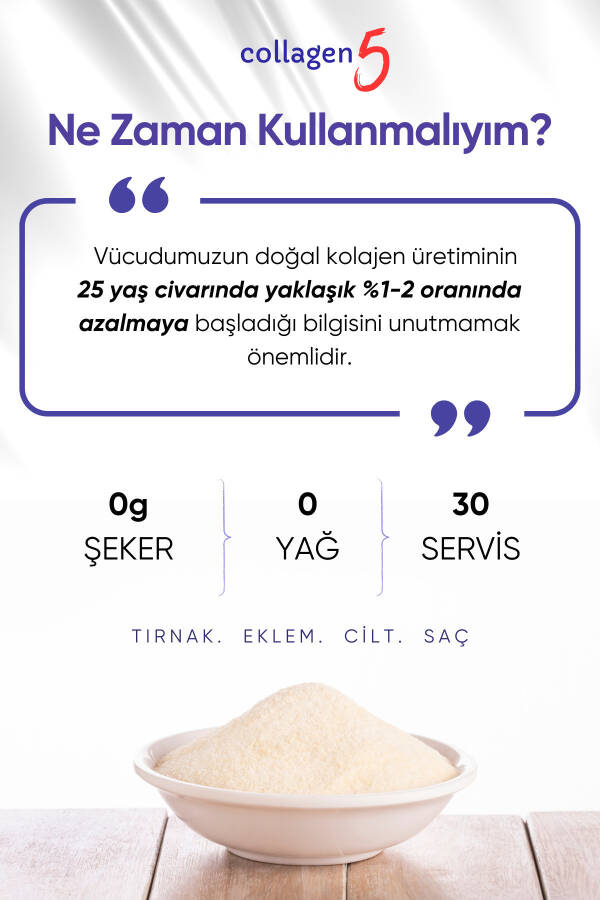 Yüksek biyoaktif kolajen peptidi içeren, %100 saf ve doğal diyet takviyesi. 30 günlük kullanım için. - 7