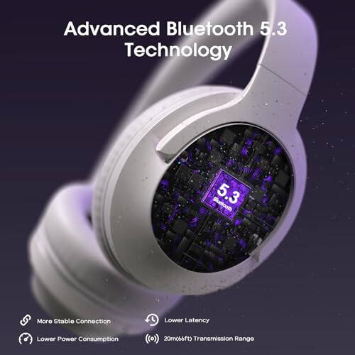 YUMONDEAR Bluetooth Kulaklıklar Kulak Üstü, 80 Saat Oynatma Süresi Kablosuz Kulaklıklar 3 EQ Modu ile, Mikrofonlu Kablosuz Kulaklıklar, PC Telefon Ev Seyahat İçin HiFi Stereo Katlanabilir Bluetooth Kulaklıklar (Açık Gri) - 4