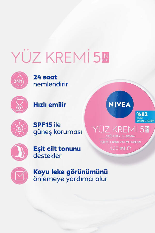 Yuz Kremi 100 Ml, Tengni Bir Xil qilish, 24 Soat Namlantirish, Terini Parvarish Qilish, SPF15 - 10