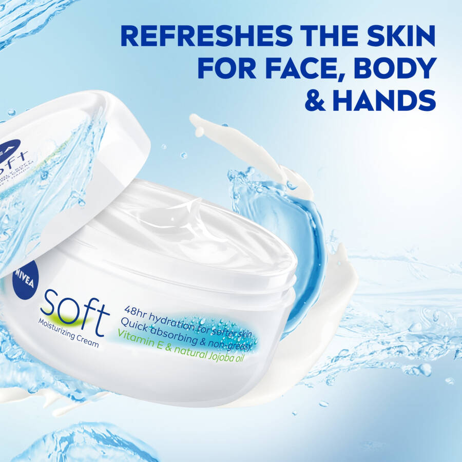 Yüz, Vücut ve Eller için Nemlendirici Krem NIVEA Soft Refreshingly Soft, 192 g Kavanoz - 5