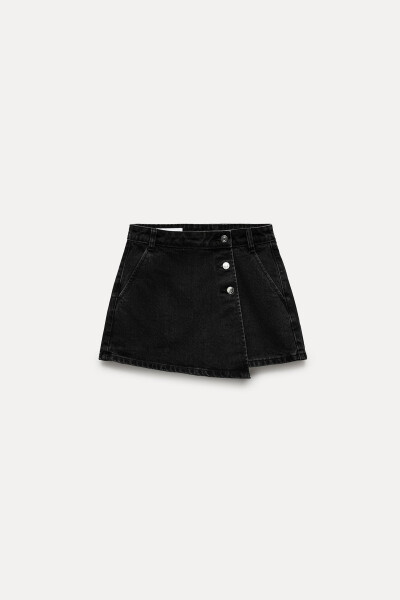 Z1975 Denim Kruvaze Shortilar Yubka Xirap Movi Ochik Movi Qora - 16