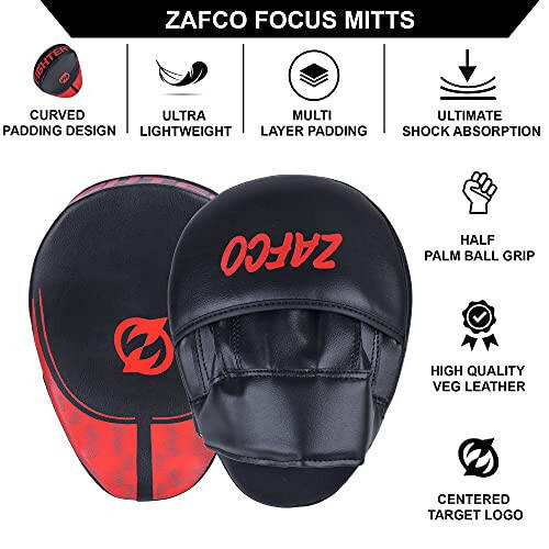 Zafco Sports Boxing Mitts for Muay Thai MMA Sparring Training Punching Focus Punch Target Mitts and Pads - 3