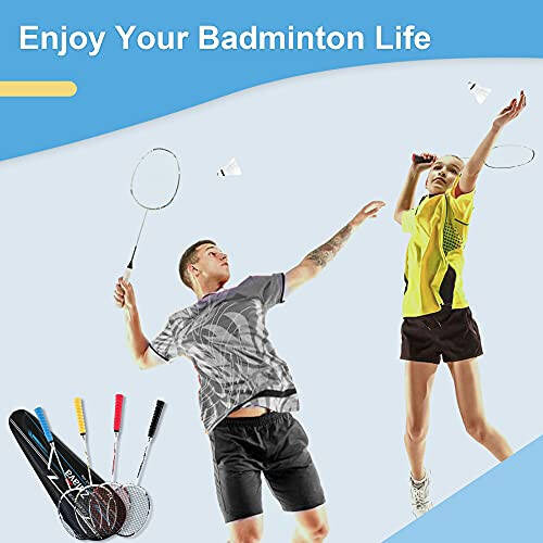 Zalava Badminton Raketi Seti Profesyonel Badminton Raketleri Hafif, 4 Paket Karbon Fiber, 3 Tüy Topu, 2 Kılıf, 4 Overgrip, Yeni Başlayanlar, İleri Seviye Oyuncular İçin - 6