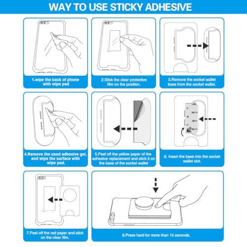 Замена липкого клея для кошелька Socket+ Base, pop-tech 6 шт. 3M VHB прочные наклейки для задней подставки чехла для мобильного телефона Wallet Plus, двусторонняя лента для iPhone 13 14, Samsung и всех смартфонов - 11