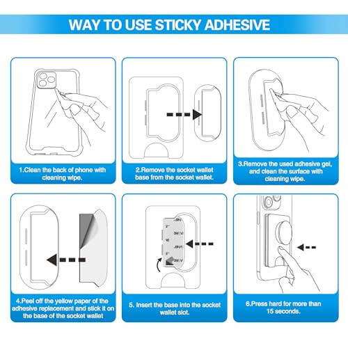 Замена липкого клея для кошелька Socket+ Base, pop-tech 6 шт. 3M VHB прочные наклейки для задней подставки чехла для мобильного телефона Wallet Plus, двусторонняя лента для iPhone 13 14, Samsung и всех смартфонов - 6