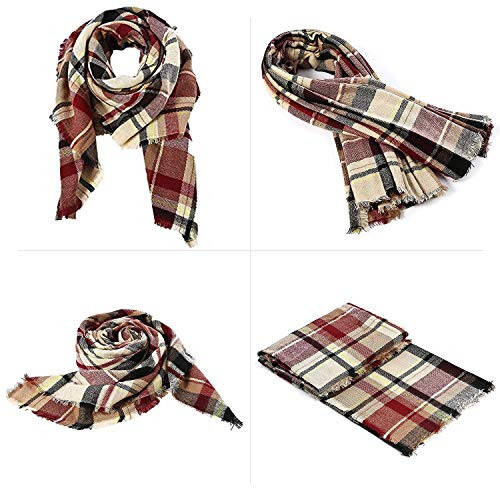 Zando Plaid Adyol Qalin Qishki Sharf Tartan Qalin To'qilgan Katta Hajmdagi Shal Palto Sharflar - 8