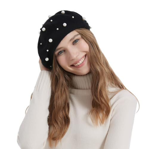 ZARSIO Ayollar uchun Bere Pearl Elegant Shirin Rassom Frantsuzcha Uslubidagi Bere Beanie Qalpoq - 10