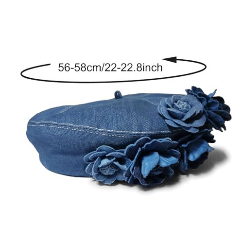 ZARSIO Denim Beret Hat Painter Hat for Women French Hat Artist Hat Casual Sun Hat with Adjustable Strap - 8