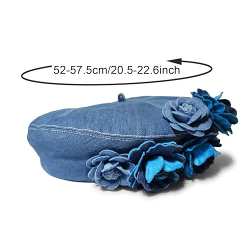 ZARSIO Denim Beret Hat Painter Hat for Women French Hat Artist Hat Casual Sun Hat with Adjustable Strap - 4