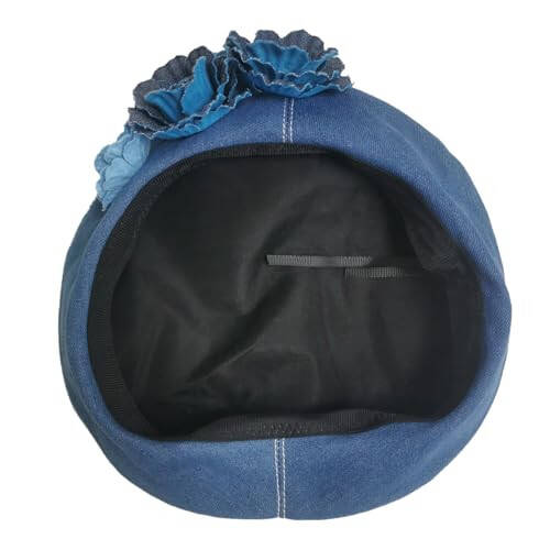 ZARSIO Denim Beret Hat Painter Hat for Women French Hat Artist Hat Casual Sun Hat with Adjustable Strap - 7