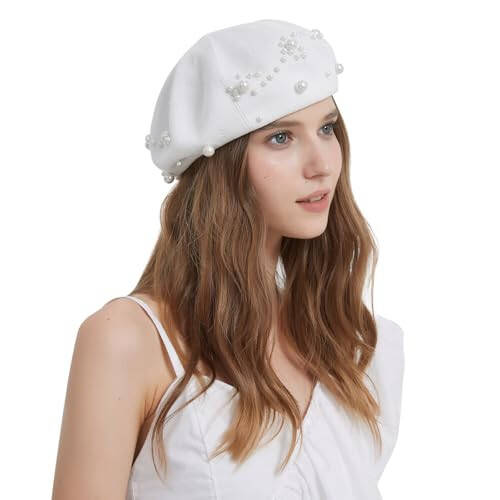 ZARSIO Summer French Pearl Beret Breathable Thin Beret Hat Beanie for Women Lady - 5