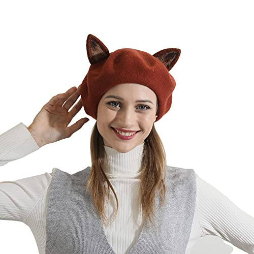 Zasy Wool Beret Handmade Wool Felt Cartoons Beanies French Women Girls Cap - 2