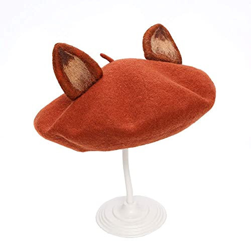 Zasy Wool Beret Handmade Wool Felt Cartoons Beanies French Women Girls Cap - 5