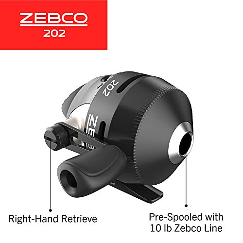 Zebco 202 Spincast Balıkçılık Makarası, Boyut 30 Makara, Sağ El Toplama, Dayanıklı Tüm Metal Dişliler, Paslanmaz Çelik Toplama Pimi, 10 Pound Zebco Balıkçılık Misinası ile Önceden Sarılı, Siyah, Midye Ambalajı - 3