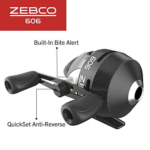 Zebco 606 Spincast Balıkçılık Makarası, Boyut 60 Makara, Sağ El Toplama, 20 Pound Zebco Balıkçılık Misinası ile Önceden Sarılmış, QuickSet Ters Dönüş Önleyici ve Kadranla Ayarlanabilir Sürtünme, Siyah, Midye Ambalajı - 3