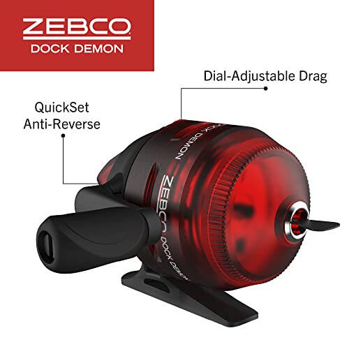 Zebco Dock Demon Dönen veya Spincast Makara ve Olta Seti, 30 İnç Dayanıklı Fiberglas Olta, QuickSet Tersine Çevrilmeyi Önleyici Balıkçılık Makarası - 4