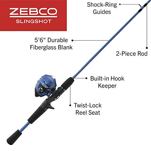 Zebco Slingshot Spincast Makara ve Olta Seti, 5 Ayak 6 İnç 2 Parça Olta, Boyut 30 Makara, Sağ El Toplama, 10 Pound Zebco Misinası ile Önceden Sarılmış - 2