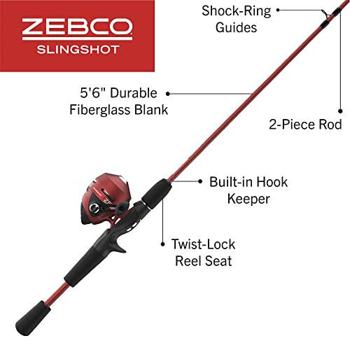 Zebco Slingshot Spincast Makara ve Olta Seti, 5 Fit 6 İnç 2 Parça Olta, Boyut 30 Makara, Sağ El Toplama, 10 Pound Zebco Misinası ile Önceden Sarılı - 2