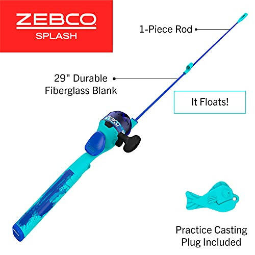 Zebco Splash Çocuk Spincast Makara ve Olta Seti, 29'' Dayanıklı Yüzen Fiberglas Olta, Karışmayan Tasarım, Aşırı Büyüklükte Makara Sapı Topuzu, 6 Pound Zebco Balıkçılık Misinası ile Önceden Sarılı - 2