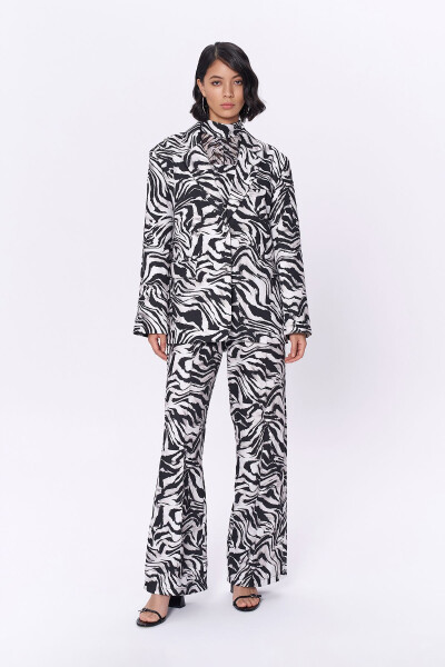 Zebra Desenli Oversize Blazer Ceket Siyah - 3